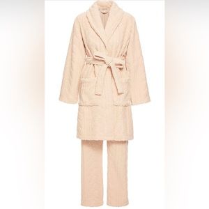 Berkshire Blanket Ultra Cozy Cable Braided Robe and Lounge Pant Set